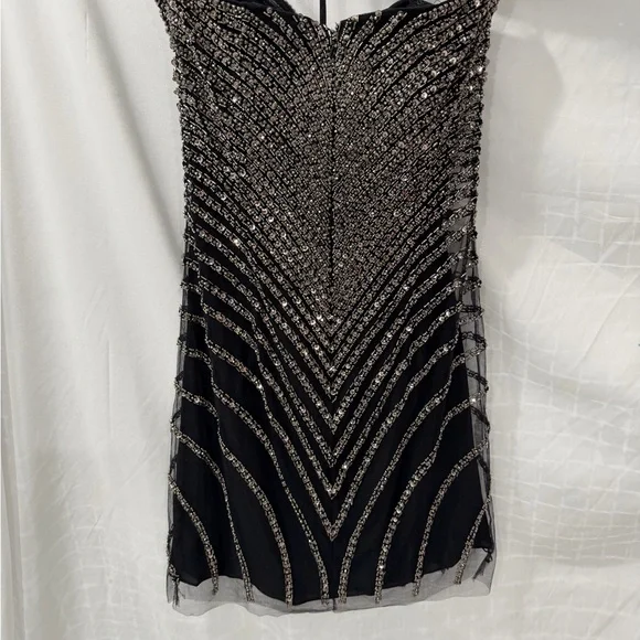 Pronovias Black Strapless Dress with Silver - Atos style 48- Beading size 4 - Picture 7 of 15